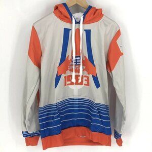 Vapor95 Mens Size XS Star Command Hoodie Orange White Hooded Sweatshirt USA Made